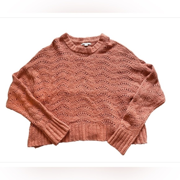 American Eagle mauve knit sweater‎ Large pointelle - Picture 2 of 7